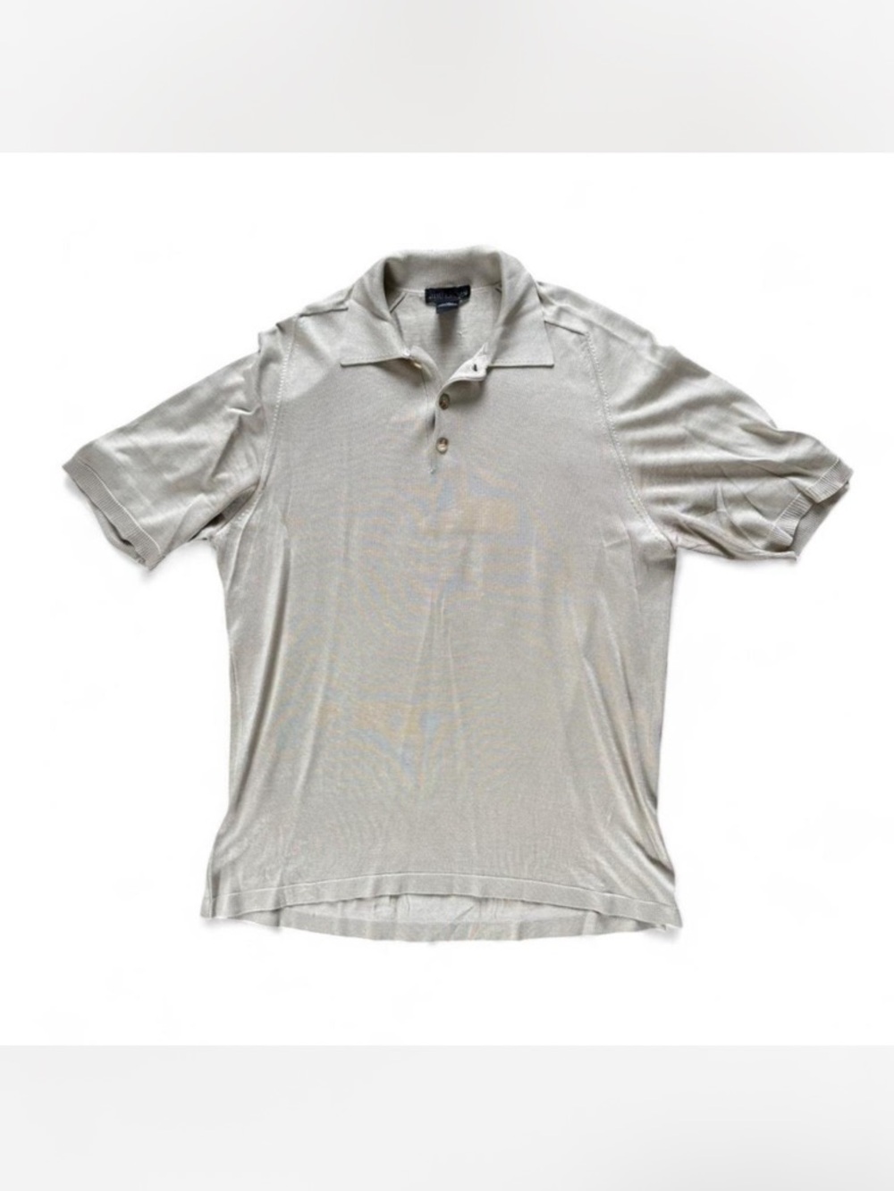 Anthology Silk Polo Shirt Men's XL tan Lightweight Short Sleeve Collared